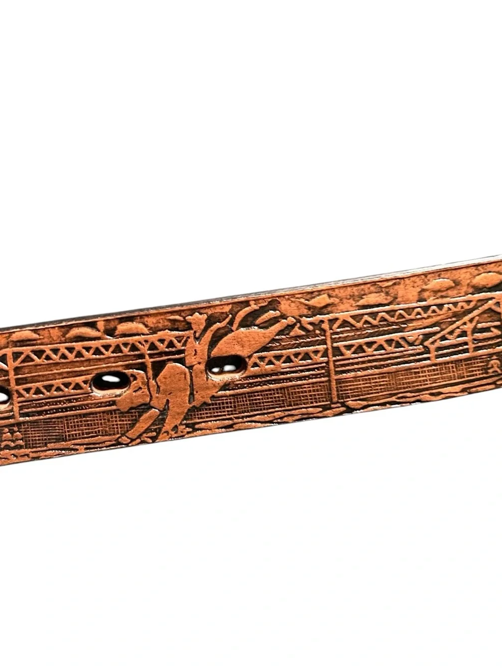 Kids Double S Belt Brown Leather Tooled Western Belt Silver Horse Buckle 18”